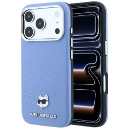 KARL LAGERFELD futerał do IPHONE 18 Pro/ 17 Pro kompatybilny z MagSafe (Grained Choupette Head Metal) jasnoniebieski