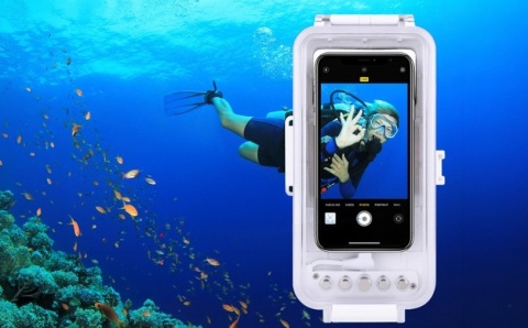 Etui Puluz wodoodporne 45m do iPhone do zdjęć i nagrań podwodnych (białe)
