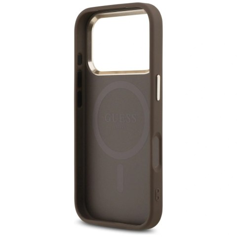 Etui Guess 4G Triangle Logo MagSafe na iPhone 17 Pro / 18 Pro - brązowe