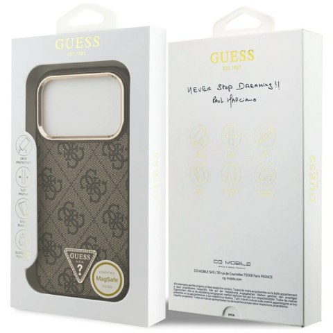 Etui Guess 4G Triangle Logo MagSafe na iPhone 17 Pro / 18 Pro - brązowe