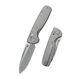 Nóż składany Kubey KB Knives Bluff Grey Ripple Titanium, Beadblasted M390 by Garet Caronna (KB383F)