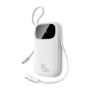 Powerbank Baseus EnerFill FC31 QPow3 10000mAh 45W z wyświetlaczem cyfrowym z 2 wbudowanymi kablami USB-C - biały