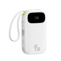 Powerbank Baseus EnerFill FC31 QPow3 10000mAh 45W z wyświetlaczem cyfrowym z 2 wbudowanymi kablami USB-C - biały