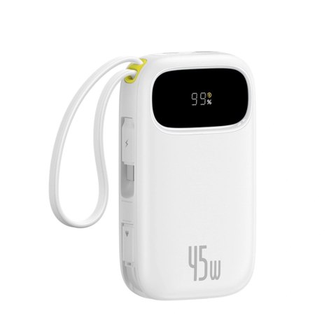 Powerbank Baseus EnerFill FC31 QPow3 10000mAh 45W z wyświetlaczem cyfrowym z 2 wbudowanymi kablami USB-C - biały