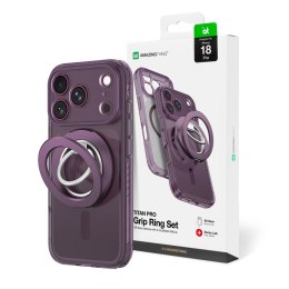 Etui AMAZINGTHING Titan Pro Lens Ring Set na iPhone 18 Pro z osłoną aparatu i ringiem magnetycznym kompatybilne z MagSafe - fiol