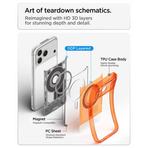 SPIGEN futerał ULTRA HYBRID kompatybliny z MagSafe do IPHONE 18 Pro / 17 Pro c-one tangerine