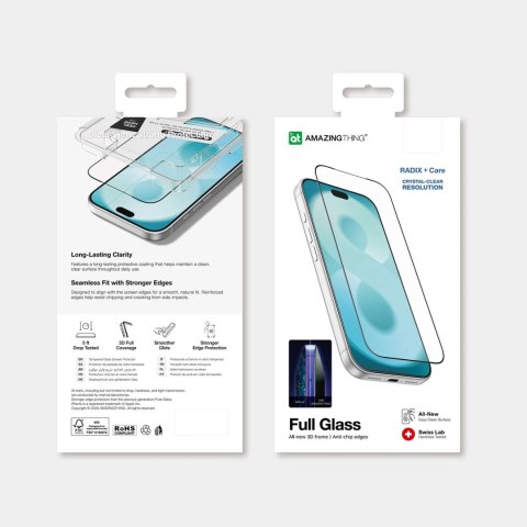 Szkło hartowane AMAZINGTHING Radix +Care Full Glass na iPhone 18 Pro Max z ramką montażową