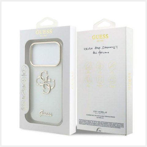 Etui Guess IML 4G Script Metal do iPhone 18 Pro / 17 Pro Max biały
