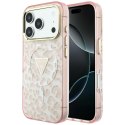 Etui Guess IML Leopard Glitter Triangle Logo MagSafe do iPhone 18 Pro Max / 17 Pro Max różowy