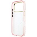 Etui Guess IML Leopard Glitter Triangle Logo MagSafe do iPhone 18 Pro Max / 17 Pro Max różowy