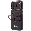 Etui Guess IML Ring Stand 360 Script Metal Logo MagSafe do iPhone 18 Pro Max / 17 Pro Max burgundowy