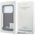 Etui Guess IML Ring Stand 360 Script Metal Logo MagSafe do iPhone 18 Pro Max / 17 Pro Max burgundowy