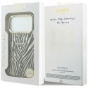 Etui Guess IML Zebra Glitter Triangle Logo MagSafe do iPhone 18 Pro Max / 17 Pro Max złoty