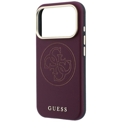 Etui Guess Perforated 4G Gold Logo Magsafe do iPhone 18 Pro Max / 17 Pro Max burgundowy