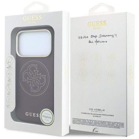 Etui Guess Perforated 4G Gold Logo Magsafe do iPhone 18 Pro Max / 17 Pro Max burgundowy