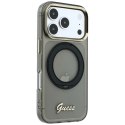 Etui Guess IML Ring Stand 360 Script Metal Logo MagSafe na iPhone 17 Pro Max / 18 Pro Max - czarne