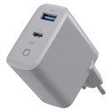 Forever ładowarka sieciowa GaN PD Vibe-TC45AC 1x USB-C 1x USB 45W srebrna
