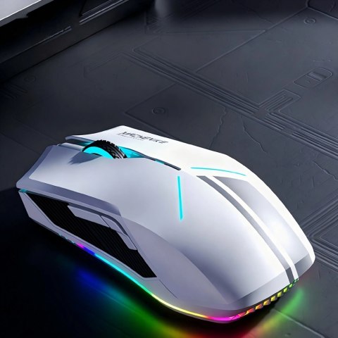 Mysz gamingowa Machenike M721 bezprzewodowa 10000 DPI z podświetleniem RGB - biała