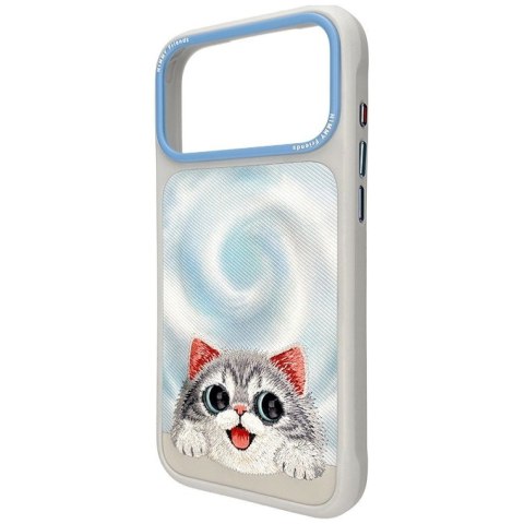 NIMMY etui do IPHONE 18 Pro / 17 Pro BIG EYED LYING SILVER SHADED CAT szary