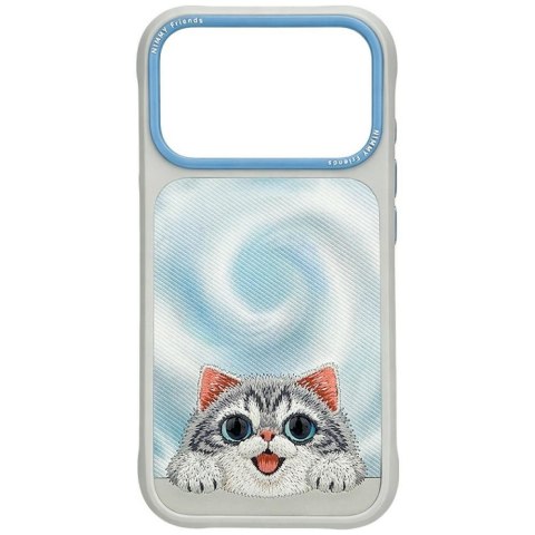 NIMMY etui do IPHONE 18 Pro / 17 Pro BIG EYED LYING SILVER SHADED CAT szary