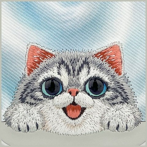 NIMMY etui do IPHONE 18 Pro / 17 Pro BIG EYED LYING SILVER SHADED CAT szary