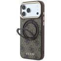 Etui Guess Ring Stand 360 4G Classic Logo MagSafe na iPhone 18 Pro / 17 Pro - brązowe