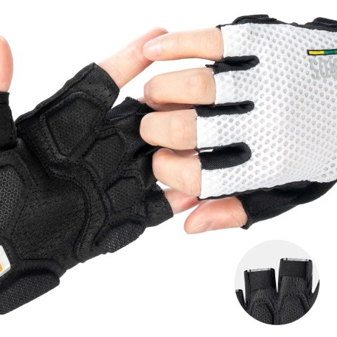 Rękawiczki rowerowe Rockbros TLS004 ROAD TO SKY krótkie amortyzujące M - białe