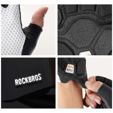 Rękawiczki rowerowe Rockbros TLS004 ROAD TO SKY krótkie amortyzujące M - białe