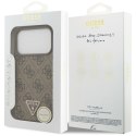 Etui Guess do iPhone 18 Pro / 17 Pro Leather 4G Triangle Strass MagSafe brązowy