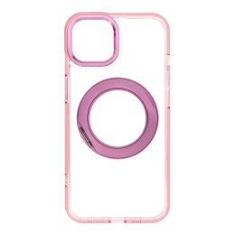 Etui na iPhone 14 Frame Circle Stand zgodne z MagSafe różowe