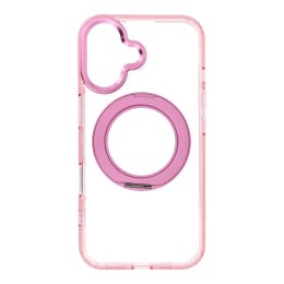 Etui na iPhone 16 Frame Circle Stand zgodne z MagSafe różowe