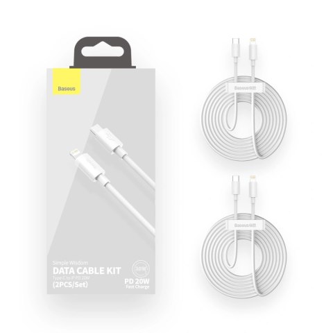 Kabel Baseus Simple Wisdom Lightning / USB-C 20W 1.5 m 2 szt. - biały - OUTLET