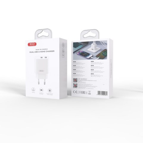 XO ładowarka sieciowa CE55 2x USB 2,4A biała