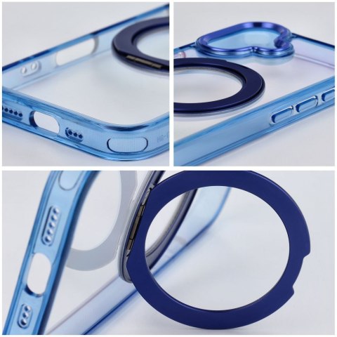 Etui na iPhone 15 PRO Frame Circle Stand zgodne z MagSafe granatowe