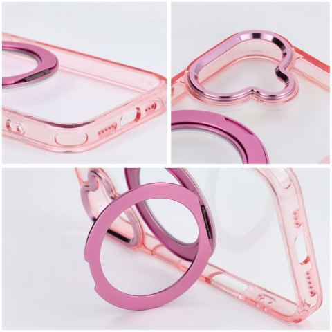 Etui na iPhone 17 Frame Circle Stand zgodne z MagSafe różowe