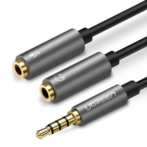 Rozdzielacz audio AUX UGREEN 	AV141 kabel mini jack 3,5 mm (męski) do słuchawki + mikrofon (żeńskie), 20cm (czarny)