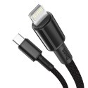 Kabel USB-C do Lightning Baseus High Density Braided, 20W, 5A, PD, 2m (czarny)