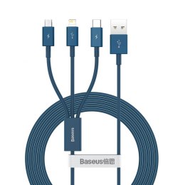 Kabel USB 3w1 Baseus Superior Series, USB do micro USB / USB-C / Lightning, 3.5A, 1.5m (niebieski)