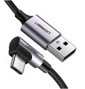 Kabel USB do USB-C kątowy UGREEN 	US284 3A Quick Charge 3.0 1m (czarny)
