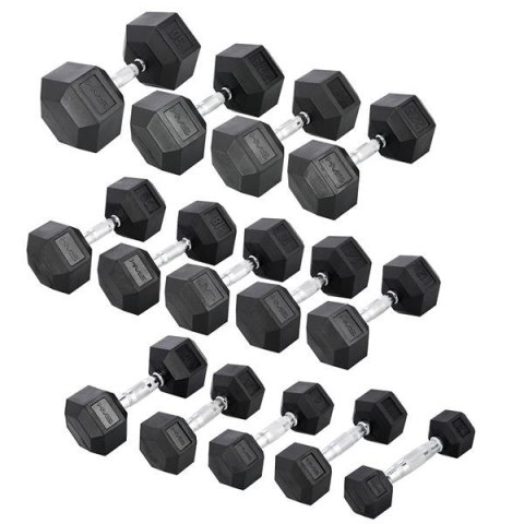 Sztangielka gumowana sześciokątna 18kg HMS HEX PRO