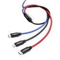 Kabel USB Baseus 3w1 USB-C / Lightning / Micro 3A 1.2m (czarny)