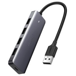 Adapter 4w1 UGREEN Hub USB do 4x USB 3.0 + USB-C (szary)