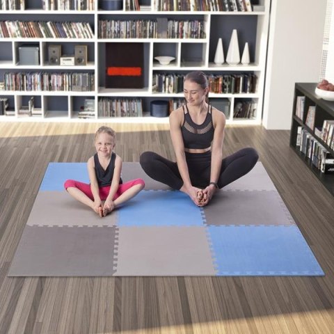 Mata Puzzle One Fitness MP10, 9 Elementów, 10 mm, Blue-Grey