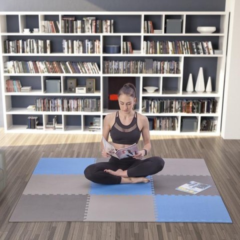 Mata Puzzle One Fitness MP10, 9 Elementów, 10 mm, Blue-Grey