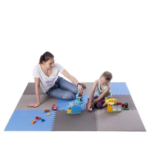 Mata Puzzle One Fitness MP10, 9 Elementów, 10 mm, Blue-Grey