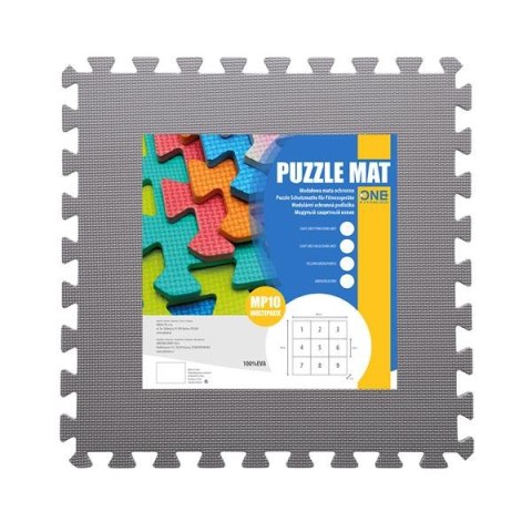 Mata Puzzle One Fitness MP10, 9 Elementów, 10 mm, Blue-Grey