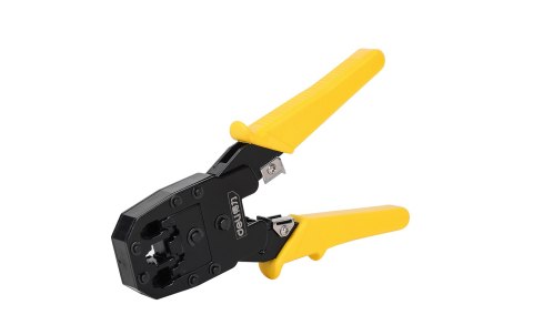 Szczypce do zaciskania konektorów Ethernet Deli Tools EDL2468, 4/6/8P, RJ45/RJ14/RJ12/RJ9 (żółte)