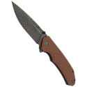 Nóż składany CIVIVI Brazen Brown Micarta, Black Damascus (C2102DS-1)