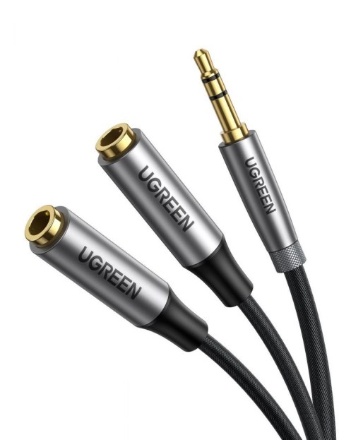 Rozdzielacz audio AUX UGREEN AV191, kabel jack 3.5mm, 20cm (czarny)