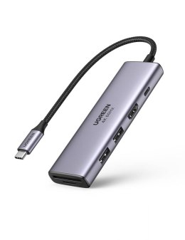 Adapter 5w1 UGREEN Revodok CM511, Hub USB-C do 2x USB,HDMI, USB-C, TF/SD (szary)